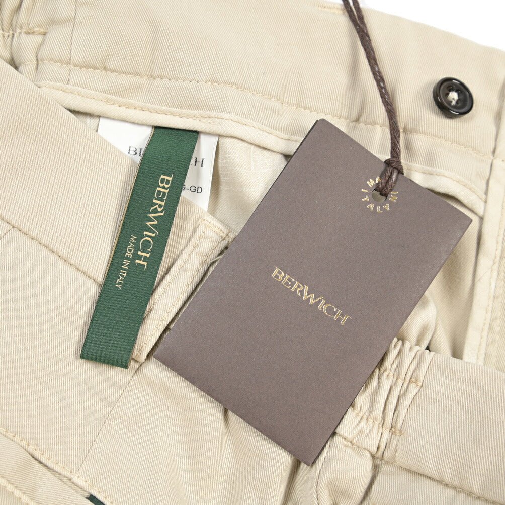 BERWICH “XRETRO LONG-GD” リヨセル混コットン ワンタックパンツ ベージュ(sabbia1217) 46 | GUARDAROBA MILANO OFFICIAL STORE