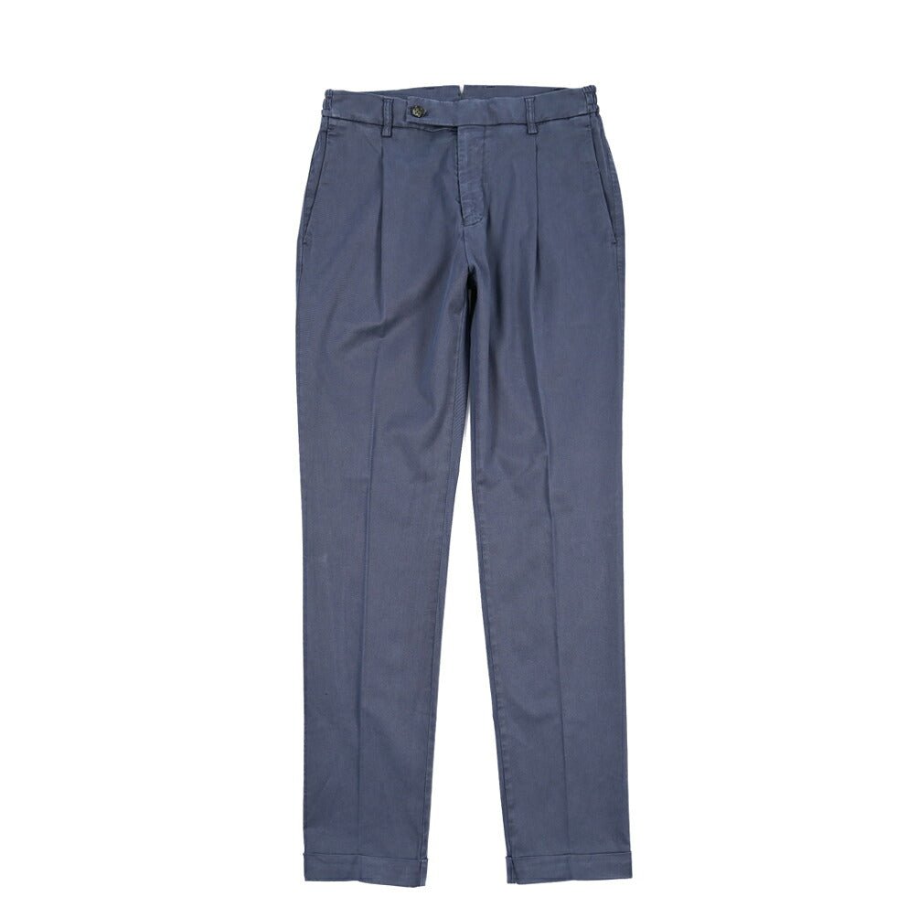 BERWICH “XRETRO LONG-GD” リヨセル混コットン ワンタックパンツ ネイビー(indigo339) 46 | GUARDAROBA MILANO OFFICIAL STORE