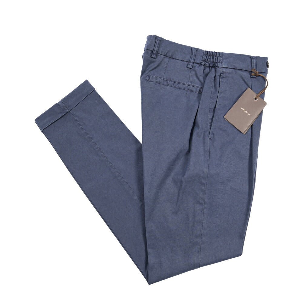 BERWICH “XRETRO LONG-GD” リヨセル混コットン ワンタックパンツ ネイビー(indigo339) 46 | GUARDAROBA MILANO OFFICIAL STORE