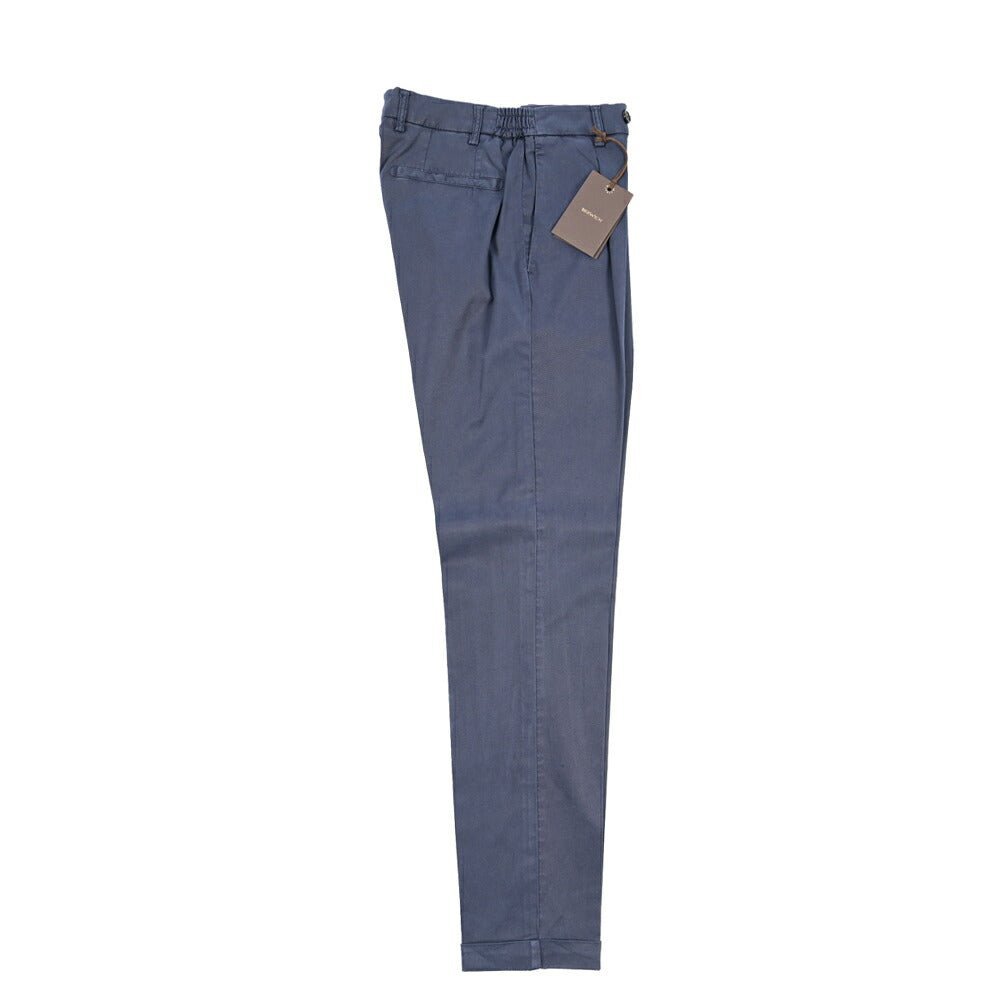 BERWICH “XRETRO LONG-GD” リヨセル混コットン ワンタックパンツ ネイビー(indigo339) 46 | GUARDAROBA MILANO OFFICIAL STORE