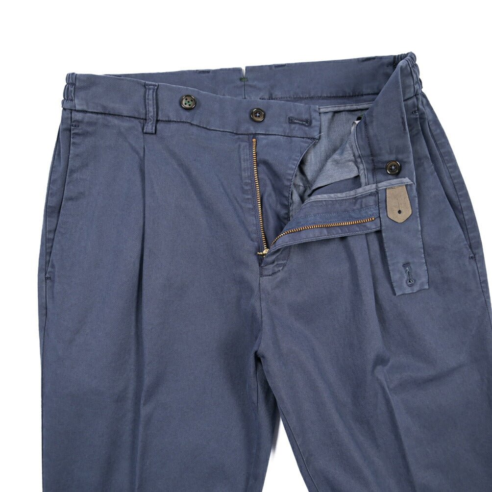 BERWICH “XRETRO LONG-GD” リヨセル混コットン ワンタックパンツ ネイビー(indigo339) 46 | GUARDAROBA MILANO OFFICIAL STORE
