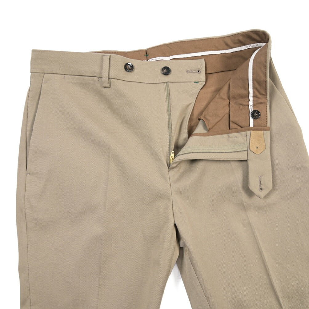 BERWICH “YRETRO” ノータックパンツ ストレッチコットン カーキグリーン(khaki) 46 | GUARDAROBA MILANO OFFICIAL STORE
