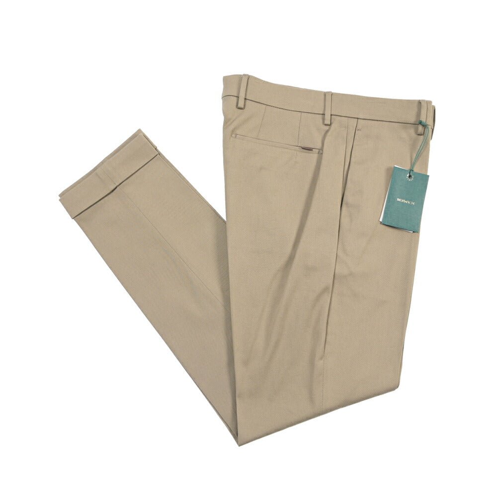 BERWICH “YRETRO” ノータックパンツ ストレッチコットン カーキグリーン(khaki) 46 | GUARDAROBA MILANO OFFICIAL STORE