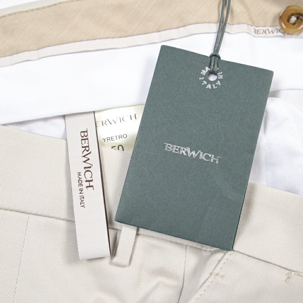 BERWICH “YRETRO” ストレッチコットン ノータックチノパンツ ライトグレー(ice) 50 | GUARDAROBA MILANO OFFICIAL STORE