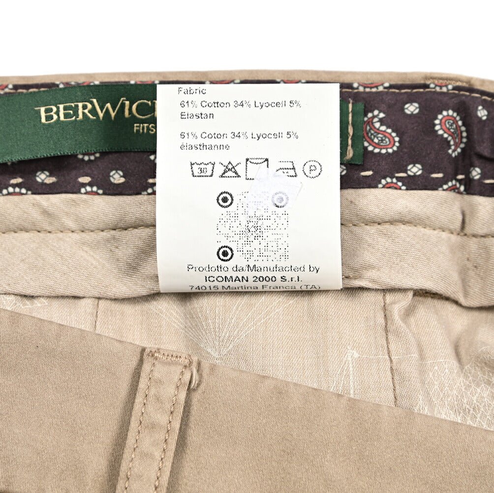 BERWICH "YRETRO - GD" リヨセル混コットン ノータックチノパンツ｜434022-50｜GUARDAROBA MILANO OFFICIAL STORE