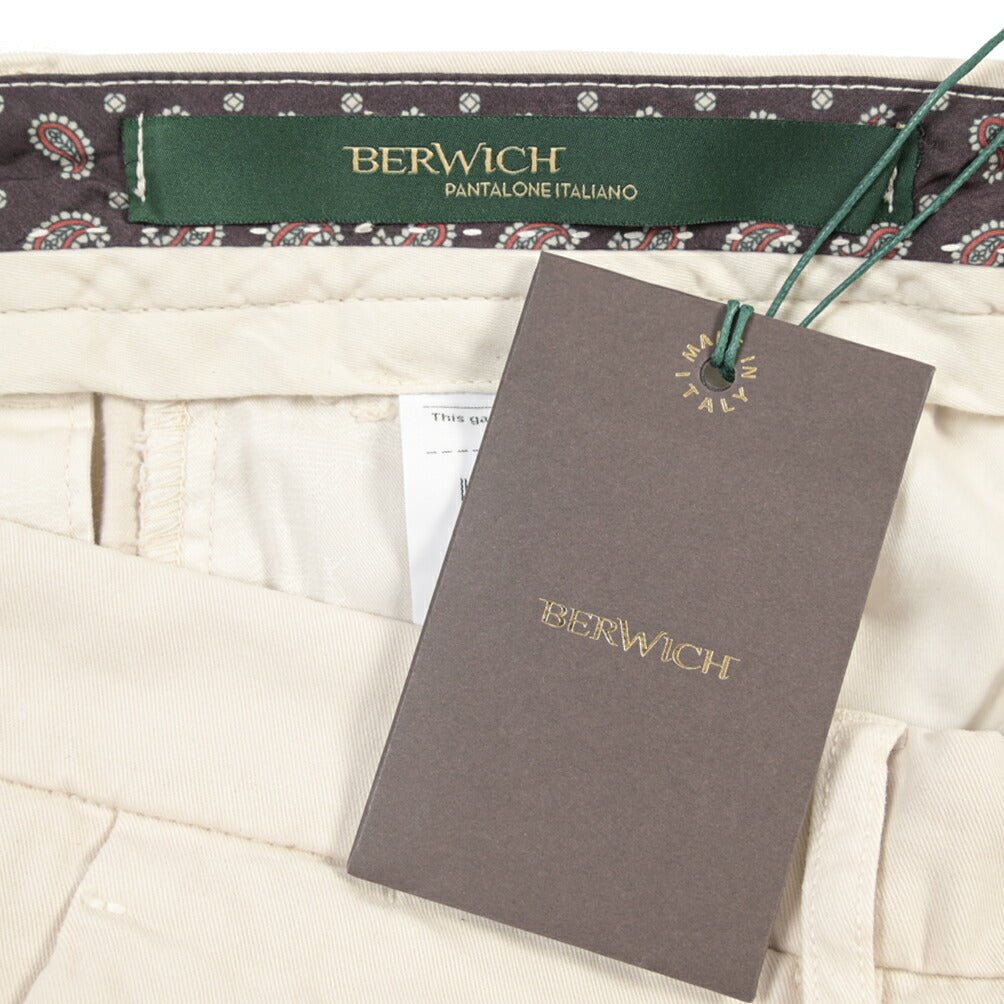 BERWICH “YRETRO-GD” ストレッチコットン ノータックチノパンツ オフホワイト(latte802) 44 | GUARDAROBA MILANO OFFICIAL STORE