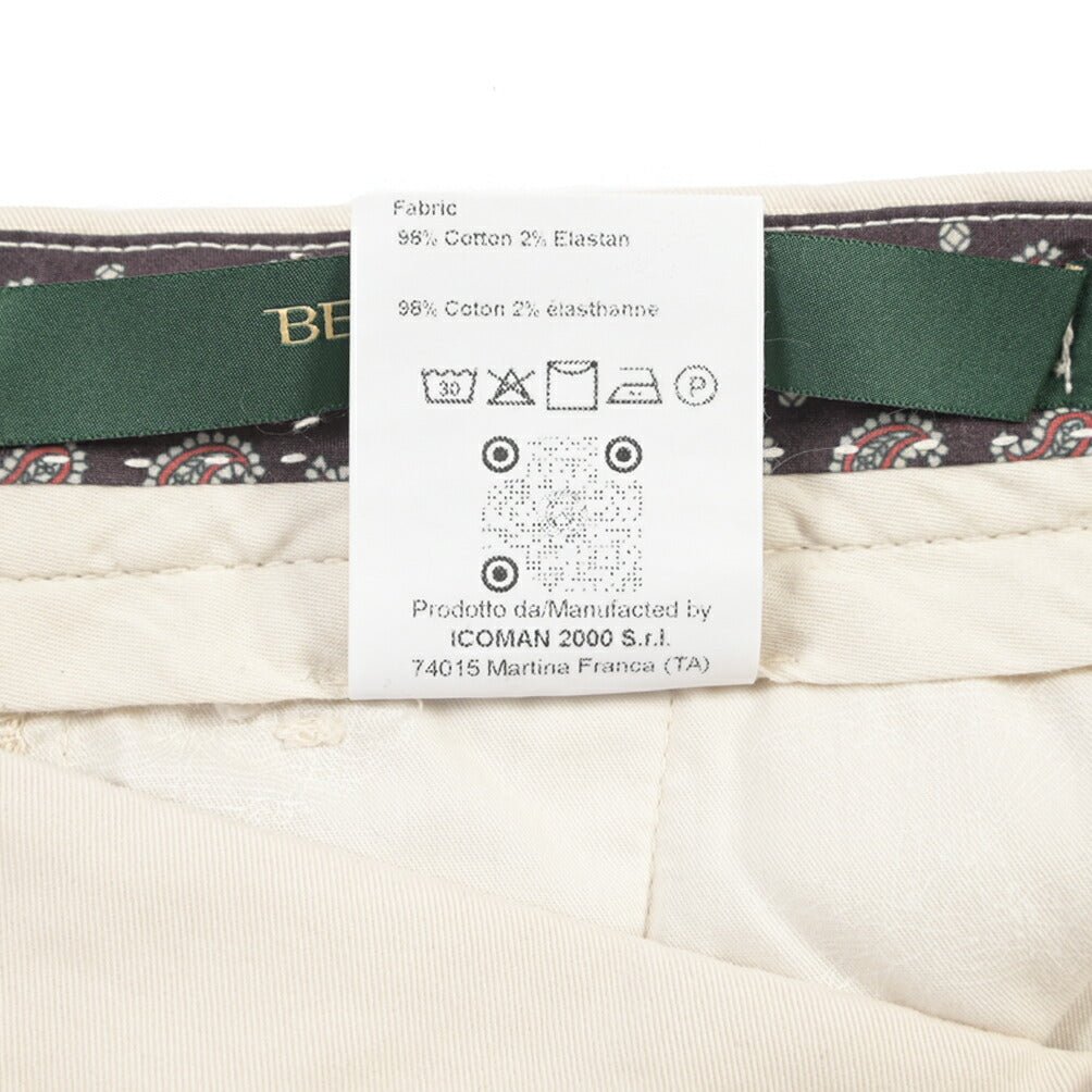 BERWICH “YRETRO-GD” ストレッチコットン ノータックチノパンツ オフホワイト(latte802) 44 | GUARDAROBA MILANO OFFICIAL STORE
