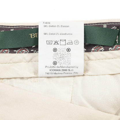 BERWICH “YRETRO-GD” ストレッチコットン ノータックチノパンツ オフホワイト(latte802) 44 | GUARDAROBA MILANO OFFICIAL STORE