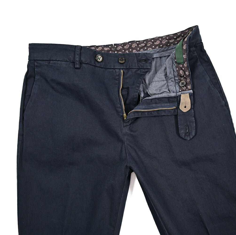 BERWICH “YRETRO - GD” ストレッチコットン ノータックチノパンツ ネイビー(navy665) 44 | GUARDAROBA MILANO OFFICIAL STORE