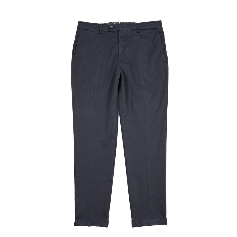 BERWICH “YRETRO-GD” ストレッチコットン ノータックチノパンツ ネイビー(navy665) 48 | GUARDAROBA MILANO OFFICIAL STORE