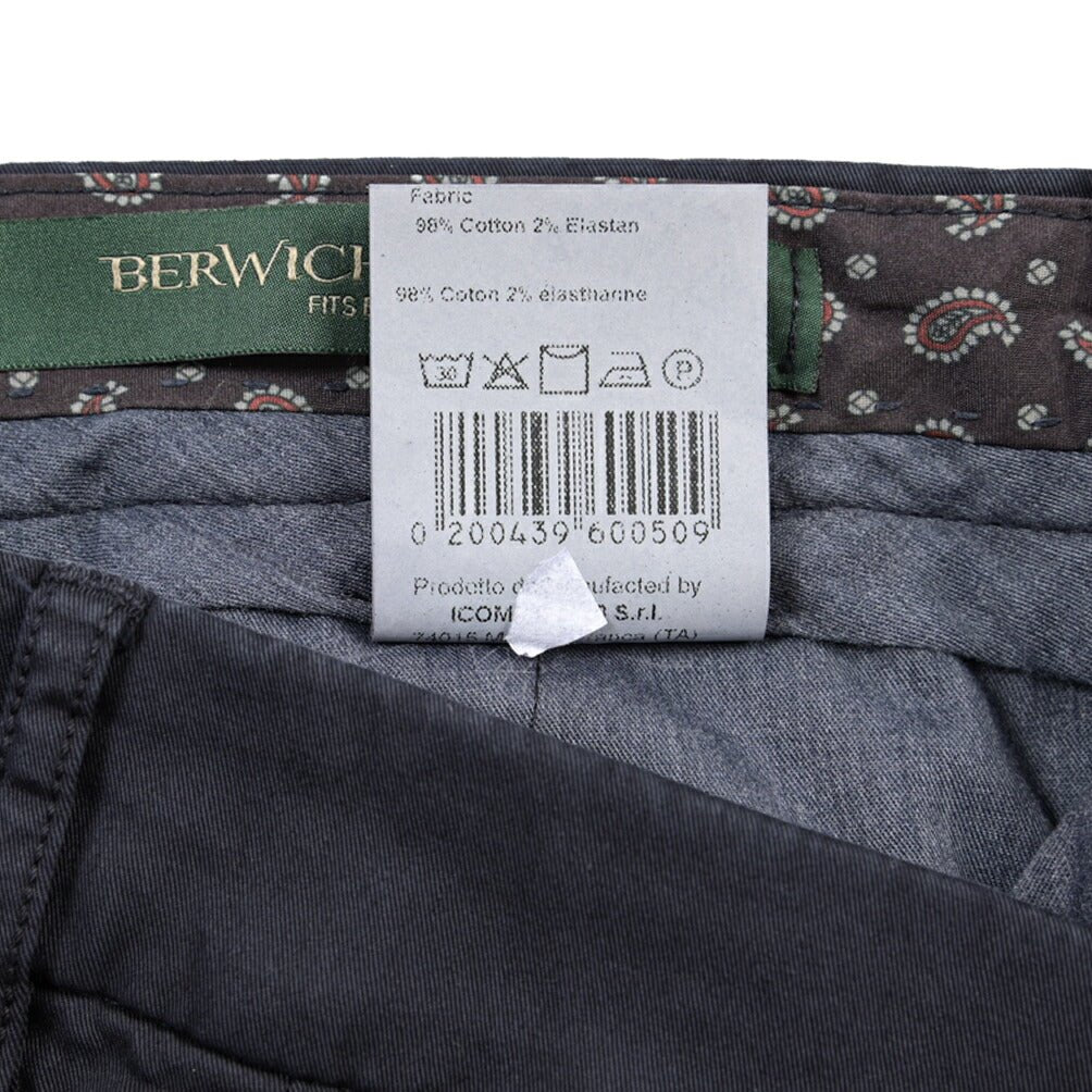 BERWICH “YRETRO-GD” ストレッチコットン ノータックチノパンツ ネイビー(navy665) 48 | GUARDAROBA MILANO OFFICIAL STORE