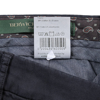 BERWICH “YRETRO-GD” ストレッチコットン ノータックチノパンツ ネイビー(navy665) 48 | GUARDAROBA MILANO OFFICIAL STORE