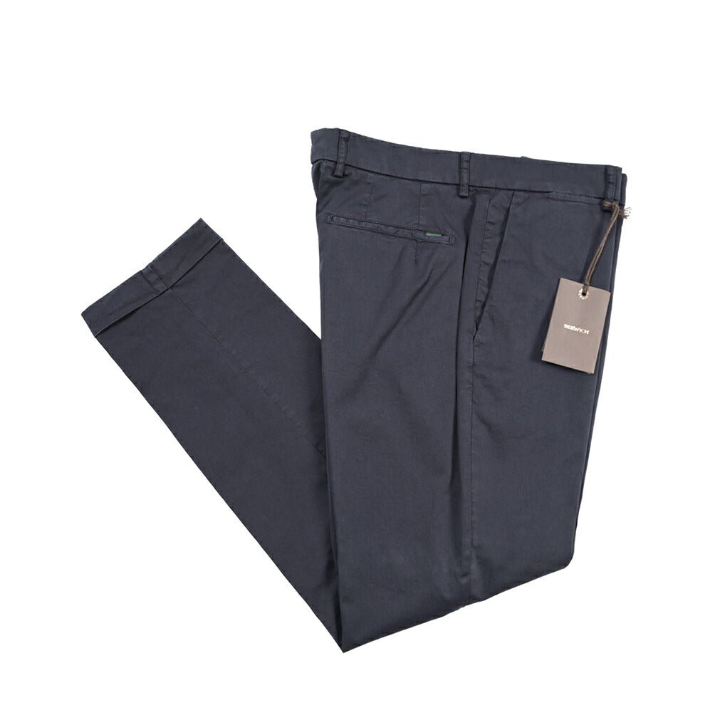 BERWICH “YRETRO-GD” ストレッチコットン ノータックチノパンツ ネイビー(navy665) 48 | GUARDAROBA MILANO OFFICIAL STORE