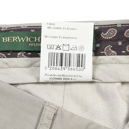 BERWICH “YRETRO-GD” ストレッチコットン ノータックチノパンツ グレー(conza701) 50 | GUARDAROBA MILANO OFFICIAL STORE