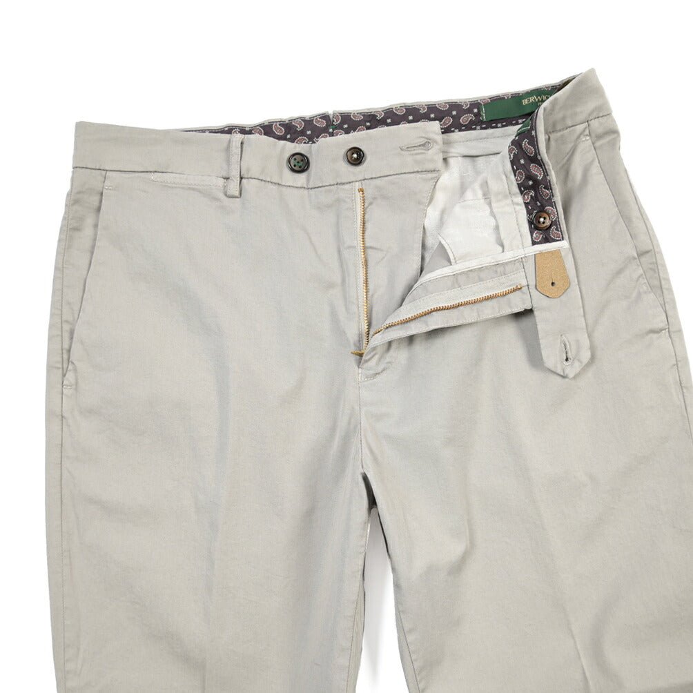 BERWICH “YRETRO-GD” ストレッチコットン ノータックチノパンツ グレー(conza701) 50 | GUARDAROBA MILANO OFFICIAL STORE