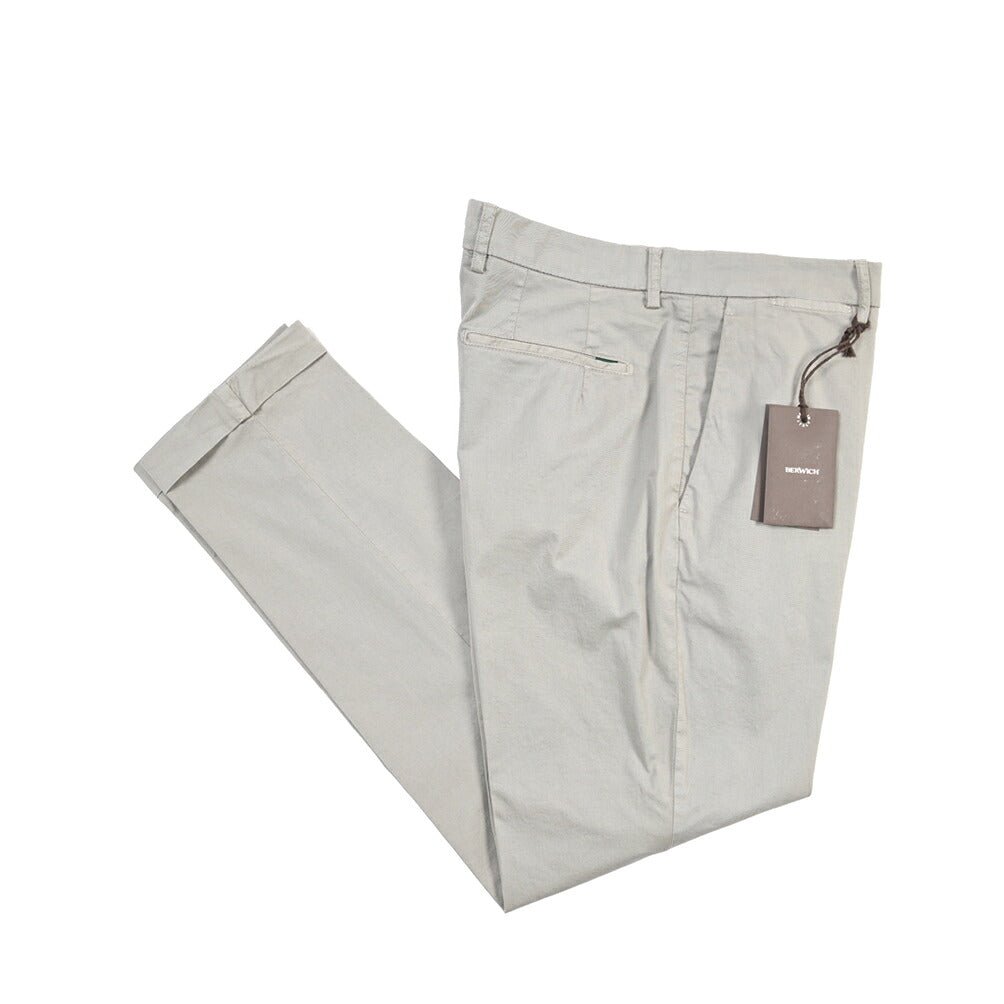 BERWICH “YRETRO-GD” ストレッチコットン ノータックチノパンツ グレー(conza701) 50 | GUARDAROBA MILANO OFFICIAL STORE