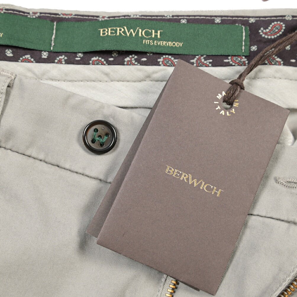 BERWICH “YRETRO-GD” ストレッチコットン ノータックチノパンツ グレー(conza701) 50 | GUARDAROBA MILANO OFFICIAL STORE