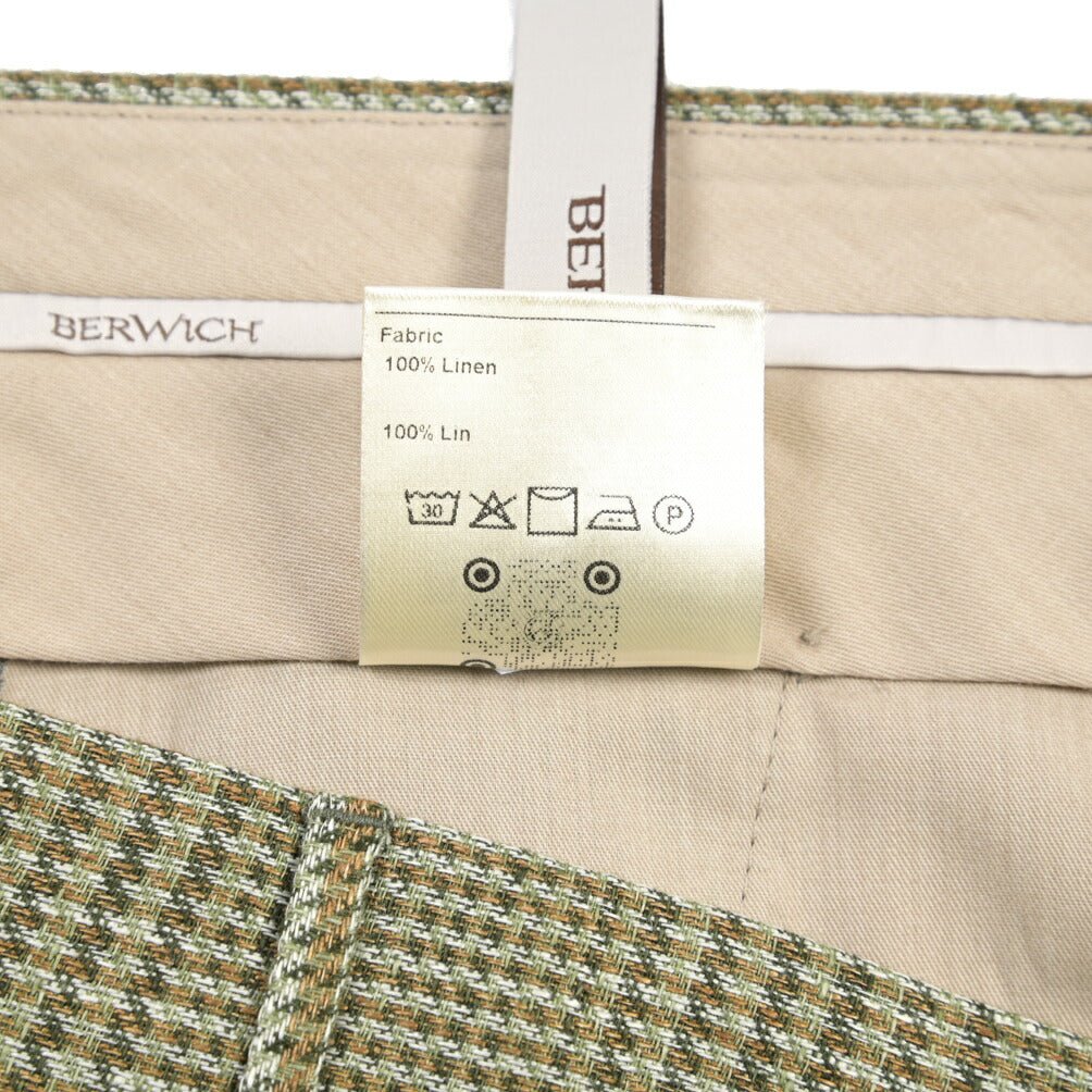 BERWICH “YRETRO LONG” リネン100% ノータックスラックス グリーン(green) 48 | GUARDAROBA MILANO OFFICIAL STORE