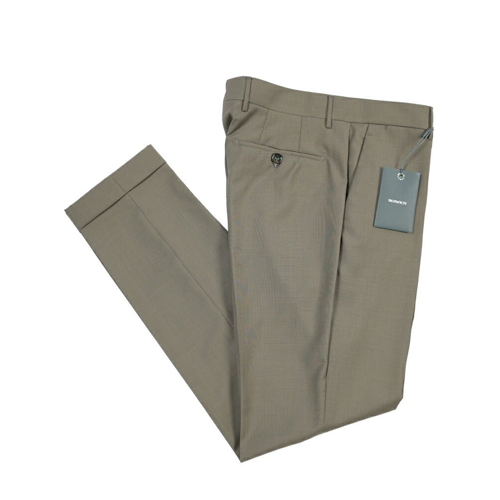 BERWICH “YRETRO LONG” ヴァージンウール100% ノータックスラックス カーキグリーン(green) 46 | GUARDAROBA MILANO OFFICIAL STORE