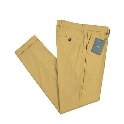 BERWICH “YRETRO LONG” シルク混コットン ノータックヘリンボーンパンツ マスタード(oil) 46 | GUARDAROBA MILANO OFFICIAL STORE