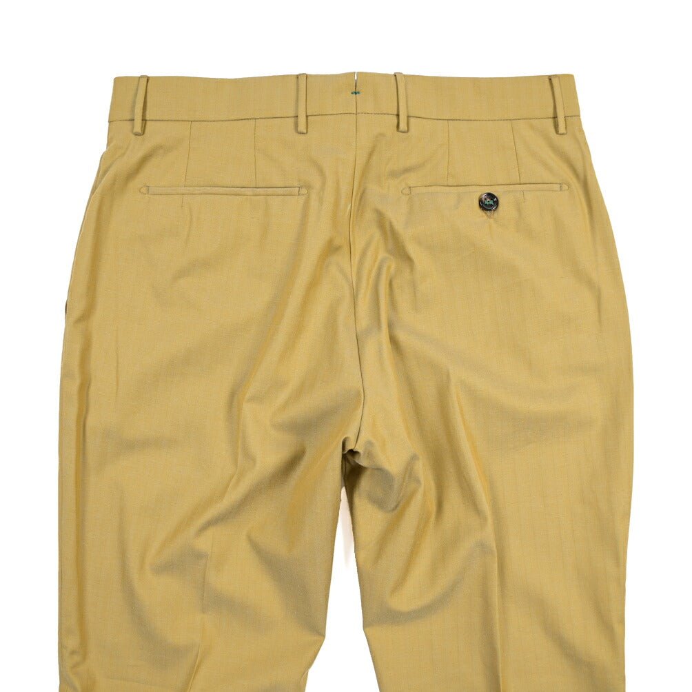BERWICH “YRETRO LONG” シルク混コットン ノータックヘリンボーンパンツ マスタード(oil) 46 | GUARDAROBA MILANO OFFICIAL STORE