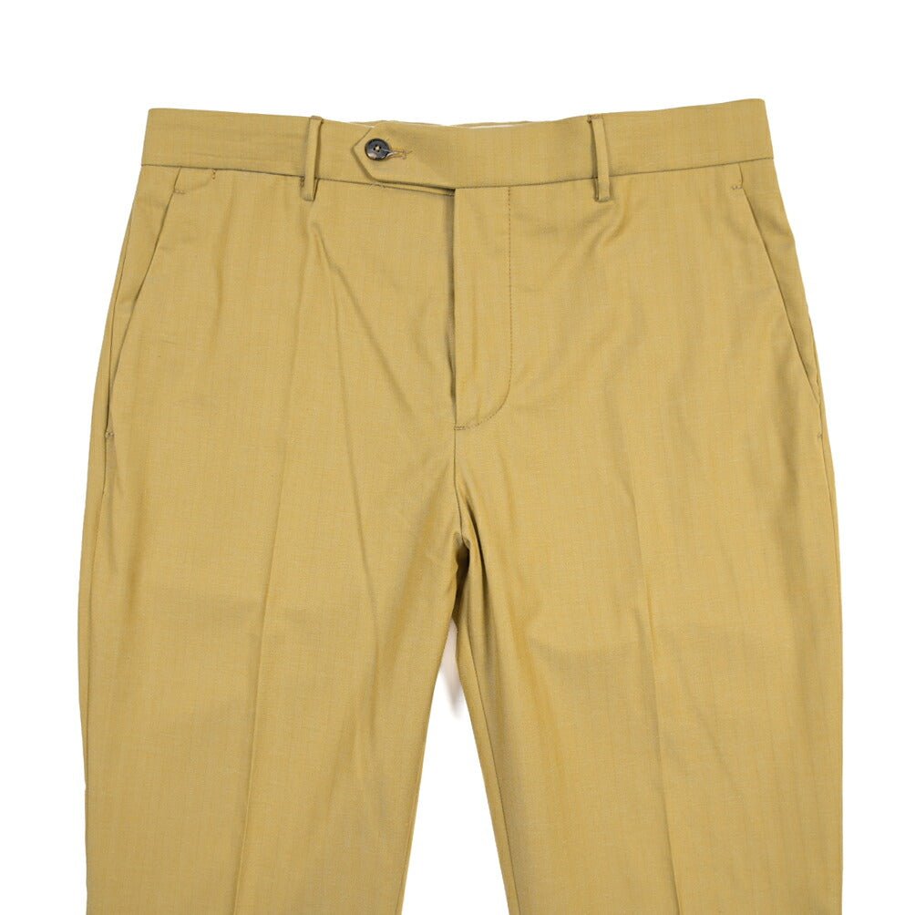 BERWICH “YRETRO LONG” シルク混コットン ノータックヘリンボーンパンツ マスタード(oil) 46 | GUARDAROBA MILANO OFFICIAL STORE