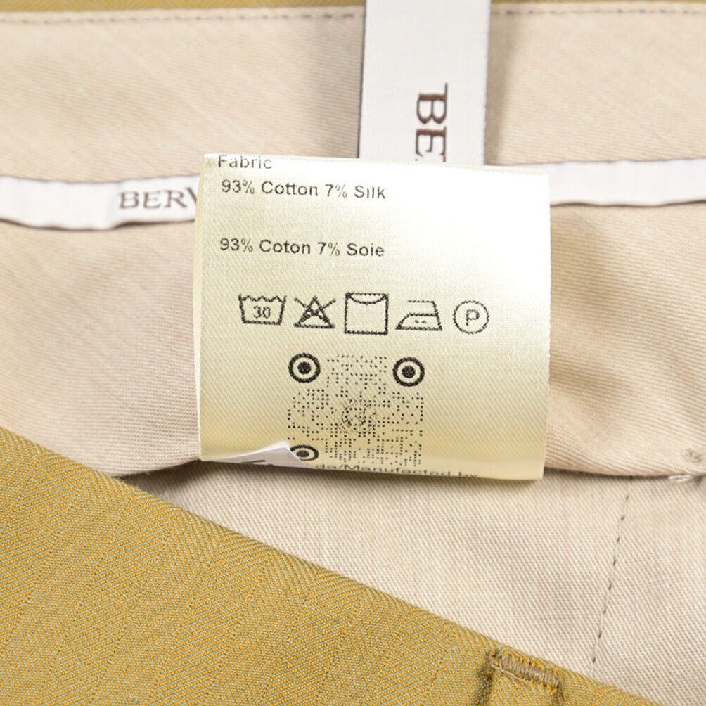 BERWICH “YRETRO LONG” シルク混コットン ノータックヘリンボーンパンツ マスタード(oil) 46 | GUARDAROBA MILANO OFFICIAL STORE
