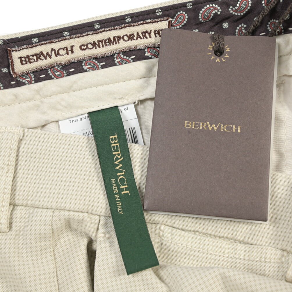 BERWICH “YRETRO LONG-GD” ストレッチコットン ノータックチノパンツ オフホワイト(latte802) 46 | GUARDAROBA MILANO OFFICIAL STORE