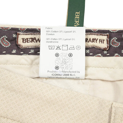 BERWICH “YRETRO LONG-GD” ストレッチコットン ノータックチノパンツ オフホワイト(latte802) 46 | GUARDAROBA MILANO OFFICIAL STORE