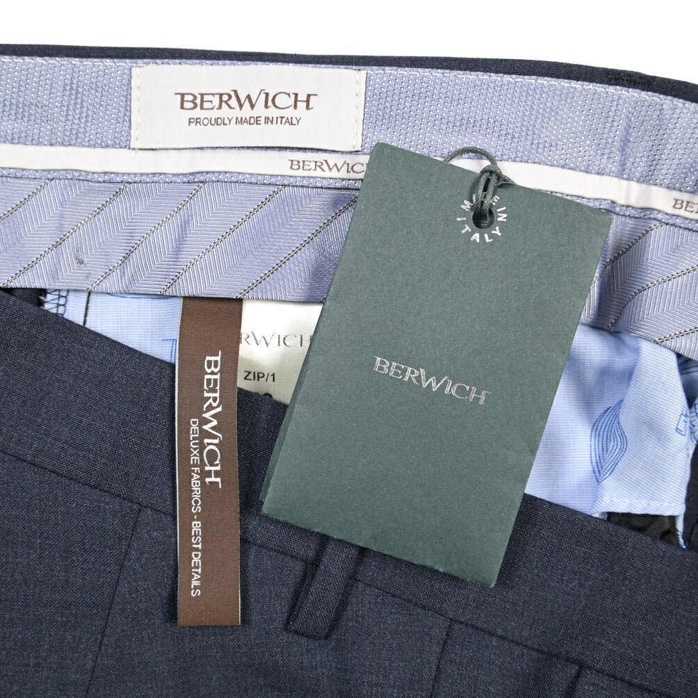 BERWICH “ZIP/1” ヴァージンウール100% ノータックスラックス ネイビー(blue) 50 | GUARDAROBA MILANO OFFICIAL STORE