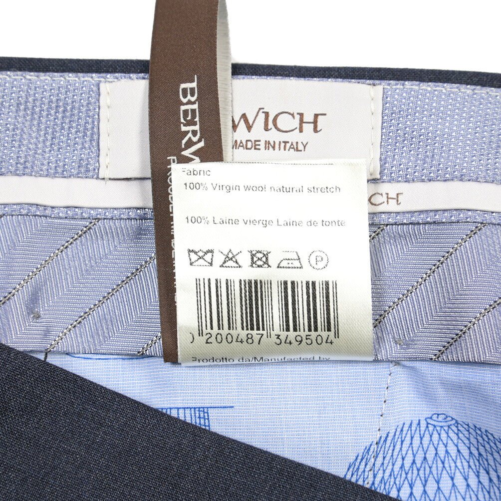 BERWICH “ZIP/1” ヴァージンウール100% ノータックスラックス ネイビー(blue) 50 | GUARDAROBA MILANO OFFICIAL STORE