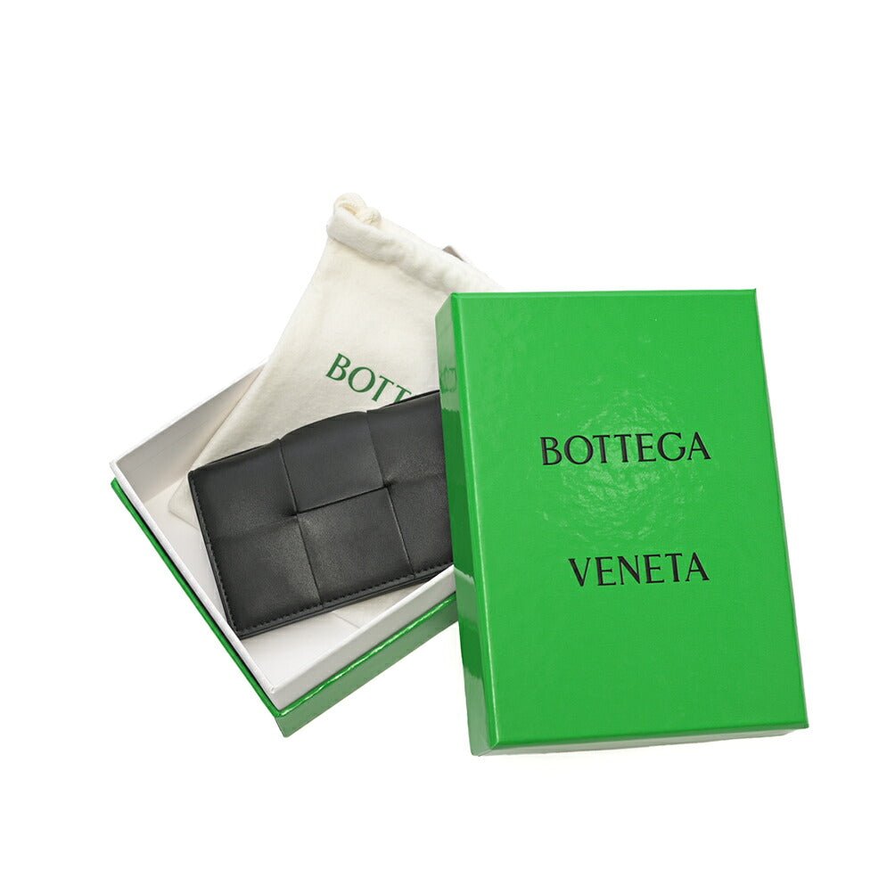 BOTTEGA VENETA “Cassette” カーフレザー100% イントレチャートカードケース ブラック 7.5cm×12.2cm×2.5cm | GUARDAROBA MILANO OFFICIAL STORE
