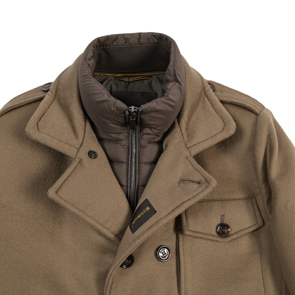 CLEARANCE SALE｜MOORER “BOERI-LE” カシミヤ混ウール 着脱可能フロントライナー付きダウンサファリジャケット ブラウン(BEAVER) 48 | GUARDAROBA MILANO OFFICIAL STORE
