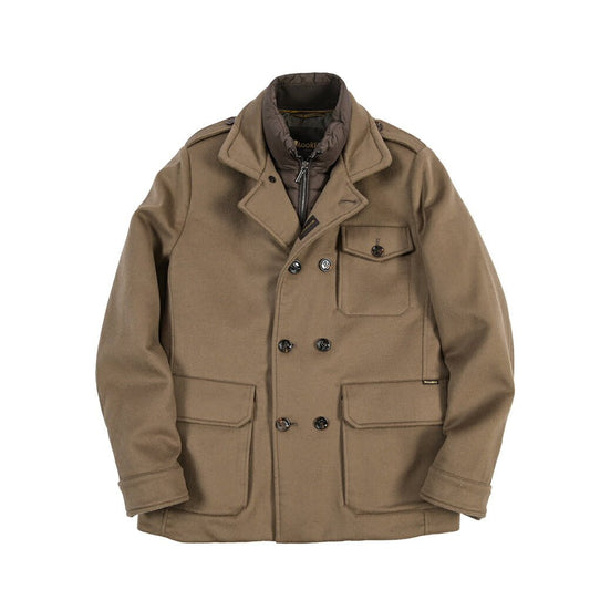 CLEARANCE SALE｜MOORER “BOERI-LE” カシミヤ混ウール 着脱可能フロントライナー付きダウンサファリジャケット ブラウン(BEAVER) 48 | GUARDAROBA MILANO OFFICIAL STORE