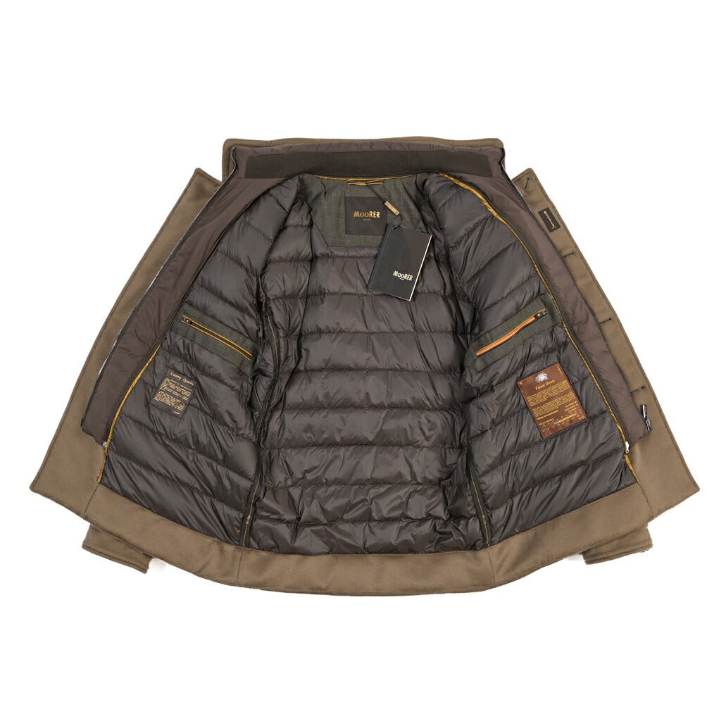 CLEARANCE SALE｜MOORER “BOERI-LE” カシミヤ混ウール 着脱可能フロントライナー付きダウンサファリジャケット ブラウン(BEAVER) 48 | GUARDAROBA MILANO OFFICIAL STORE