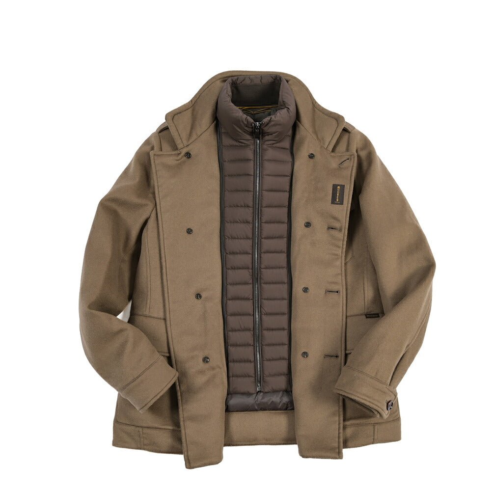CLEARANCE SALE｜MOORER “BOERI-LE” カシミヤ混ウール 着脱可能フロントライナー付きダウンサファリジャケット ブラウン(BEAVER) 48 | GUARDAROBA MILANO OFFICIAL STORE