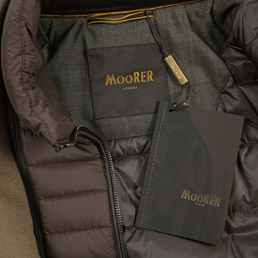 CLEARANCE SALE｜MOORER “BOERI-LE” カシミヤ混ウール 着脱可能フロントライナー付きダウンサファリジャケット ブラウン(BEAVER) 48 | GUARDAROBA MILANO OFFICIAL STORE