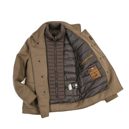 CLEARANCE SALE｜MOORER “BOERI-LE” カシミヤ混ウール 着脱可能フロントライナー付きダウンサファリジャケット ブラウン(BEAVER) 48 | GUARDAROBA MILANO OFFICIAL STORE