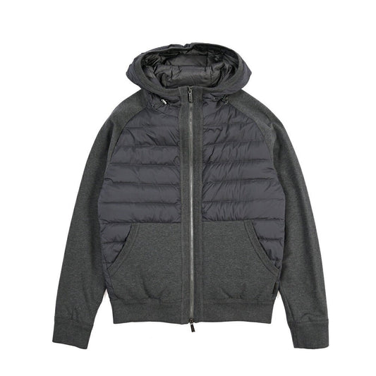 CLEARANCE SALE｜MOORER “CHIRICO-S3F” 異素材コンビ フード付きダウンジャケット グレー(ANTRACITE) 44 | GUARDAROBA MILANO OFFICIAL STORE