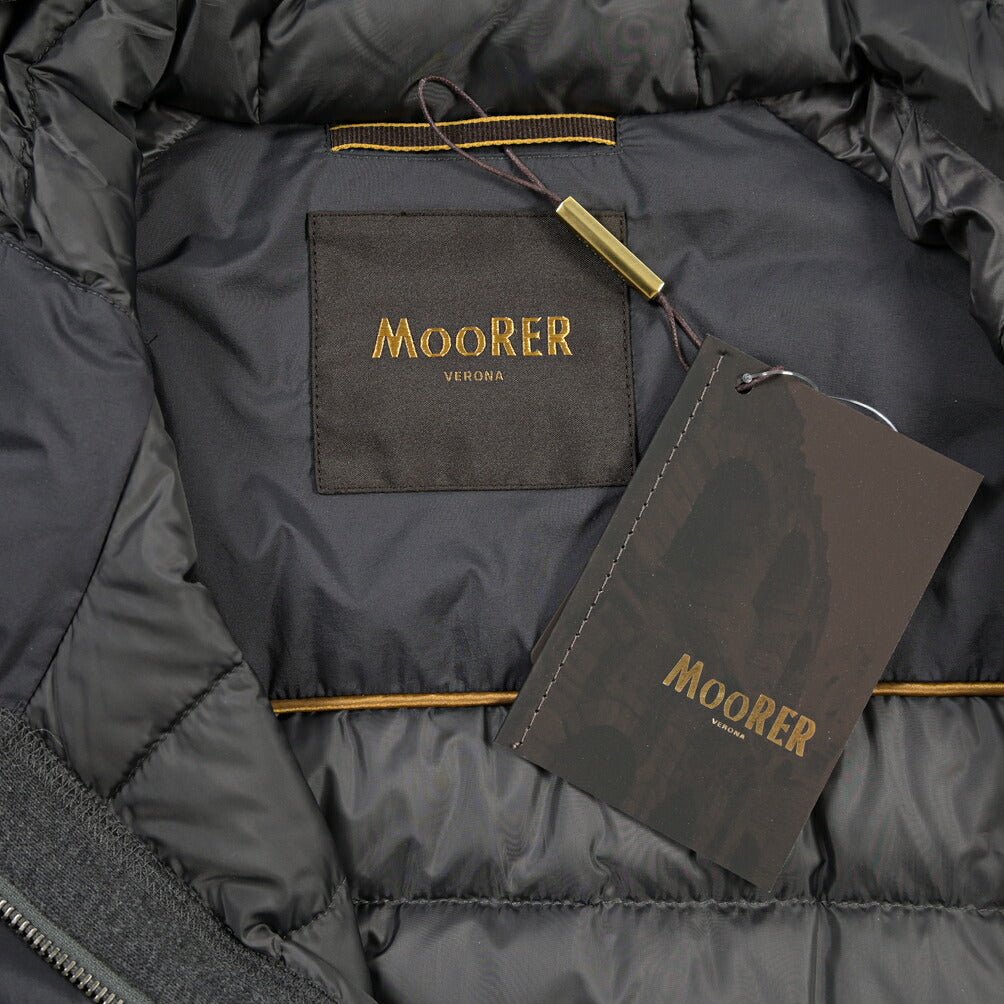 CLEARANCE SALE｜MOORER “CHIRICO-S3F” 異素材コンビ フード付きダウンジャケット グレー(ANTRACITE) 44 | GUARDAROBA MILANO OFFICIAL STORE