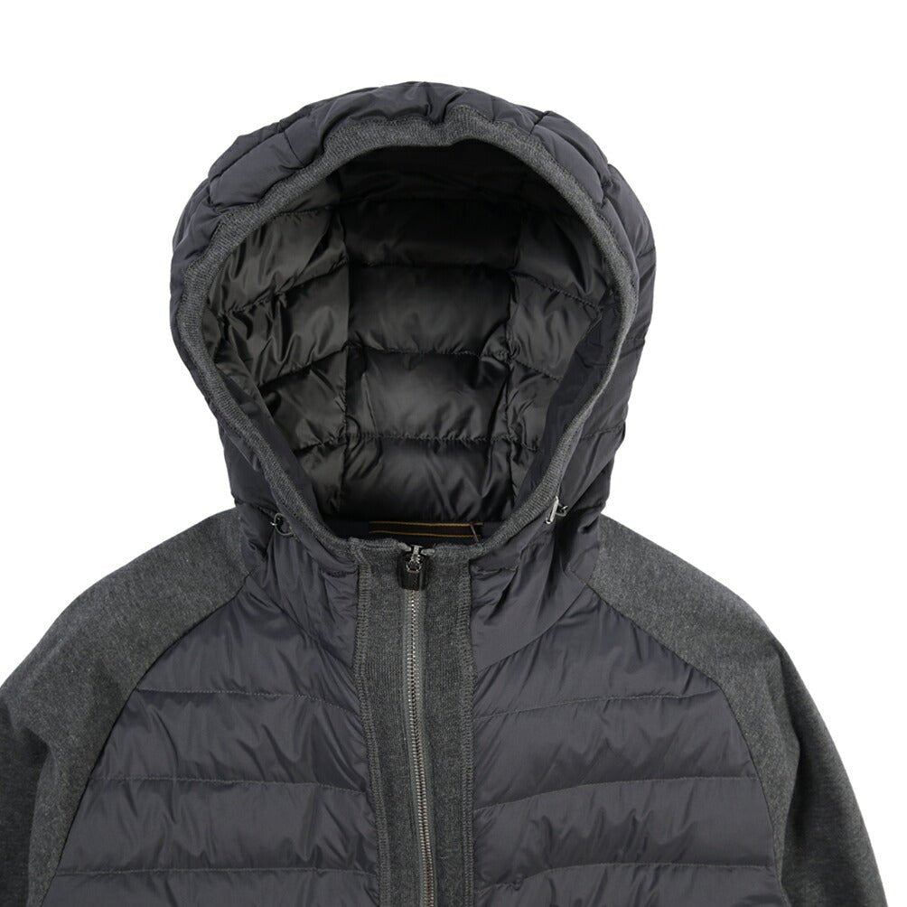 CLEARANCE SALE｜MOORER “CHIRICO-S3F” 異素材コンビ フード付きダウンジャケット グレー(ANTRACITE) 44 | GUARDAROBA MILANO OFFICIAL STORE