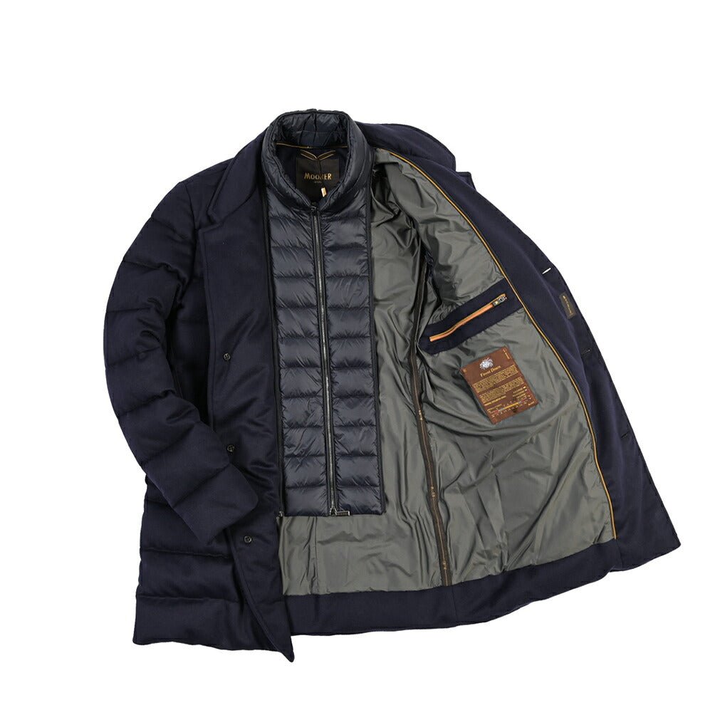 CLEARANCE SALE｜MOORER “COSTANZO-LS9” カシミヤ混ウール 着脱可能フロントライナー付きダウンコート ネイビー(NAVY) 48 | GUARDAROBA MILANO OFFICIAL STORE