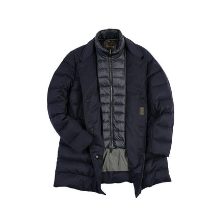 CLEARANCE SALE｜MOORER “COSTANZO-LS9” カシミヤ混ウール 着脱可能フロントライナー付きダウンコート ネイビー(NAVY) 48 | GUARDAROBA MILANO OFFICIAL STORE