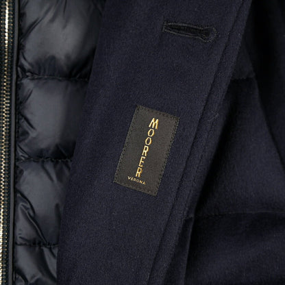 CLEARANCE SALE｜MOORER “COSTANZO-LS9” カシミヤ混ウール 着脱可能フロントライナー付きダウンコート ネイビー(NAVY) 48 | GUARDAROBA MILANO OFFICIAL STORE