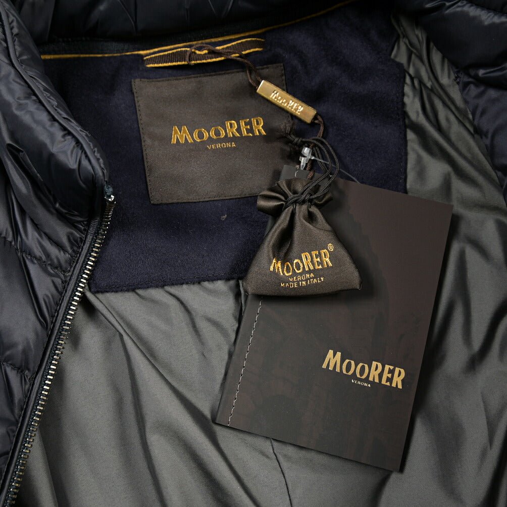 CLEARANCE SALE｜MOORER “COSTANZO-LS9” カシミヤ混ウール 着脱可能フロントライナー付きダウンコート ネイビー(NAVY) 48 | GUARDAROBA MILANO OFFICIAL STORE