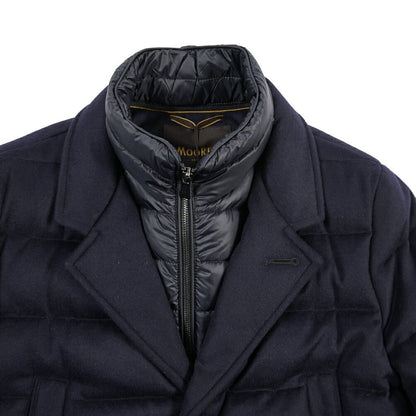 CLEARANCE SALE｜MOORER “COSTANZO-LS9” カシミヤ混ウール 着脱可能フロントライナー付きダウンコート ネイビー(NAVY) 48 | GUARDAROBA MILANO OFFICIAL STORE