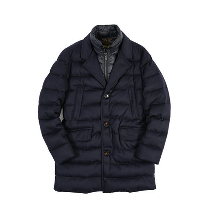 CLEARANCE SALE｜MOORER “COSTANZO-LS9” カシミヤ混ウール 着脱可能フロントライナー付きダウンコート ネイビー(NAVY) 48 | GUARDAROBA MILANO OFFICIAL STORE