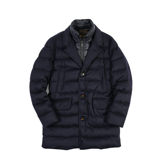 CLEARANCE SALE｜MOORER “COSTANZO-LS9” カシミヤ混ウール 着脱可能フロントライナー付きダウンコート ネイビー(NAVY) 48 | GUARDAROBA MILANO OFFICIAL STORE