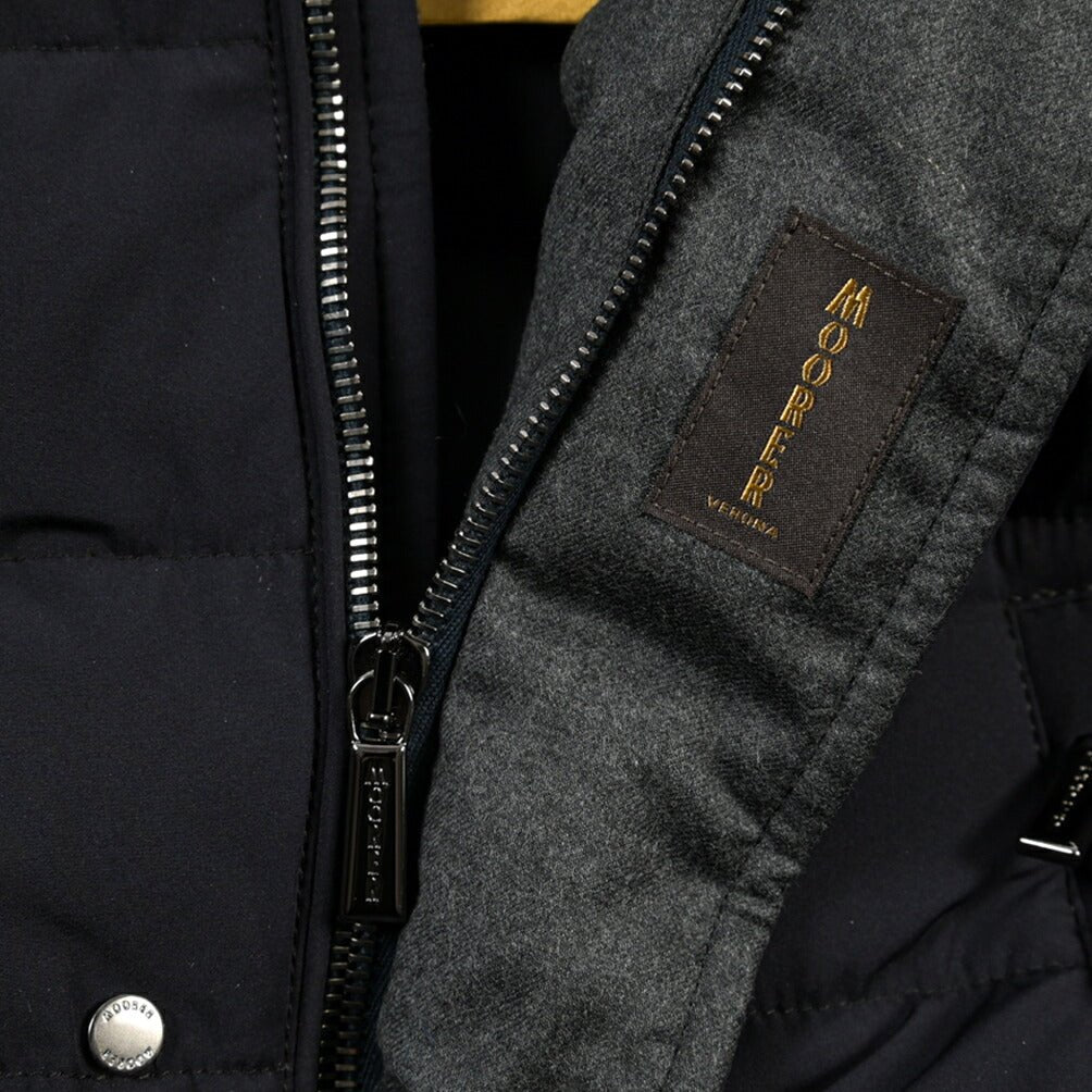 CLEARANCE SALE｜MOORER “CRAIG-KN” 高機能ストレッチナイロン フード付きダウンジャケット / ACQUA RESISTANT (撥水) ネイビー(DARK BLU) 46 | GUARDAROBA MILANO OFFICIAL STORE