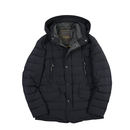 CLEARANCE SALE｜MOORER “CRAIG-KN” 高機能ストレッチナイロン フード付きダウンジャケット / ACQUA RESISTANT (撥水) ネイビー(DARK BLU) 46 | GUARDAROBA MILANO OFFICIAL STORE
